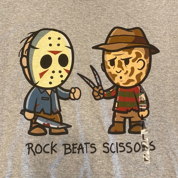 a nightmare Shirts New Jason Voorhees Freddy Krueger Mens L Tshirt Rock Beats Scissors